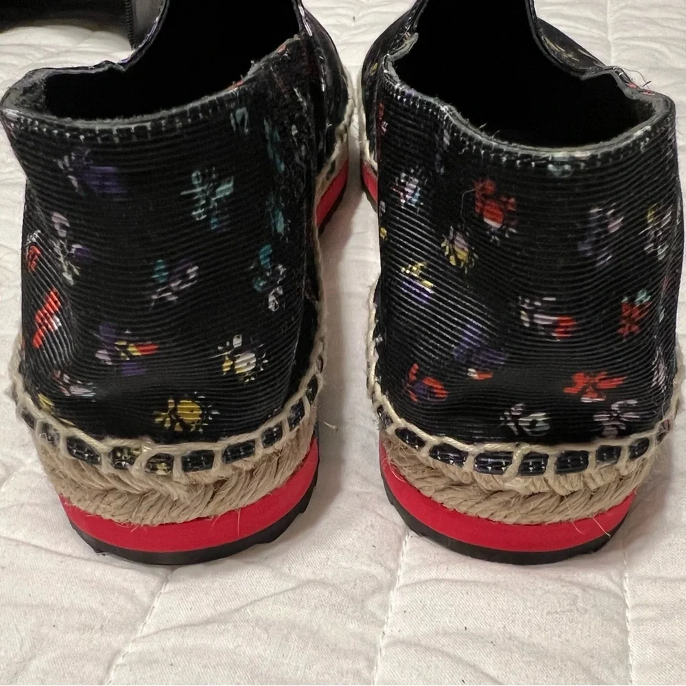 Diane Von Furstenberg Black Floral Espadrille Flats Shoes Women's‎ 9M
